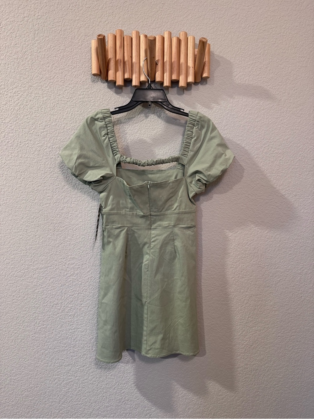 Steve Madden Sage Green Puff Sleeve Mini Dress | Cottagecore & Clean Girl - Picture 8 of 11